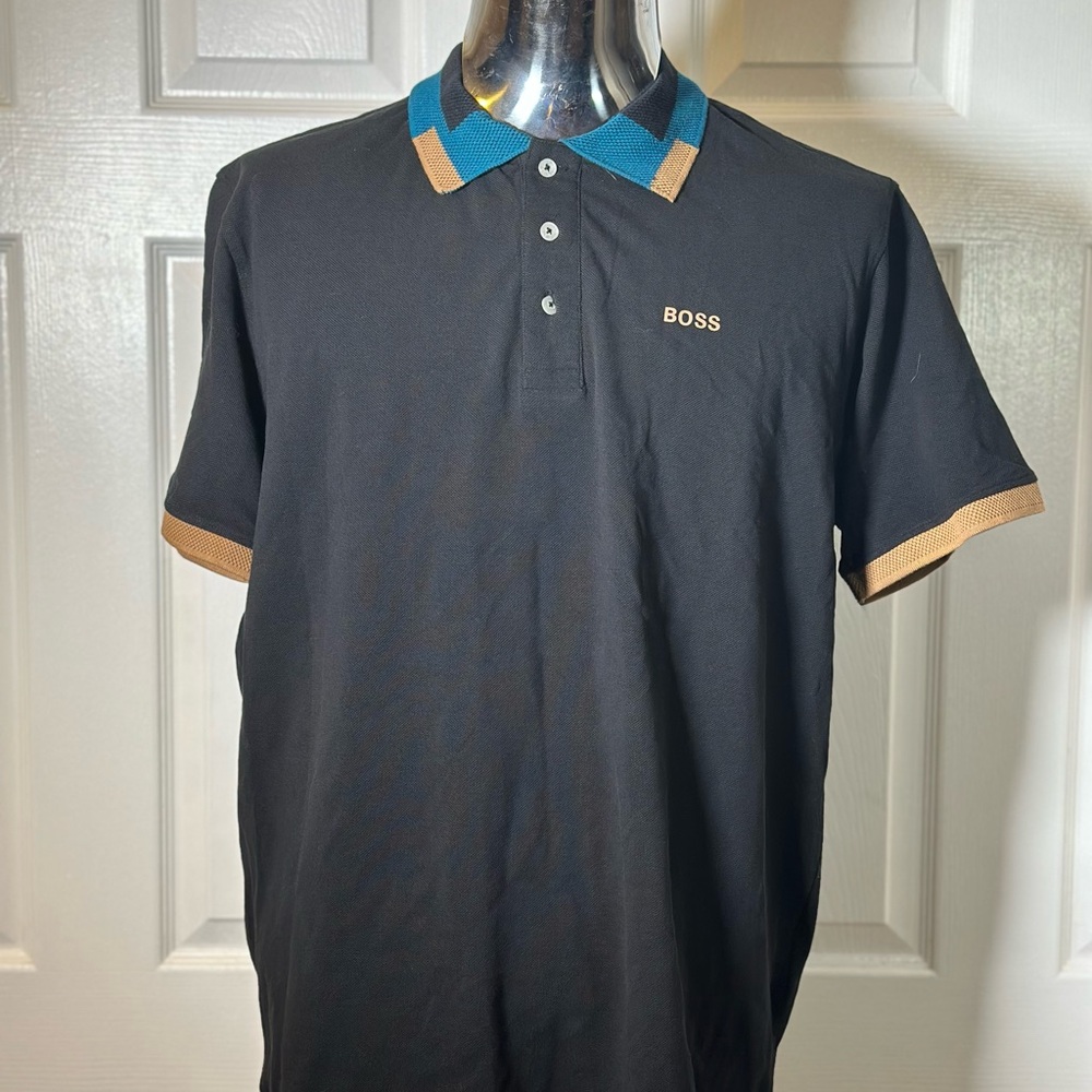 Boss Black and Blue Polo Shirt with Stylish Accents
